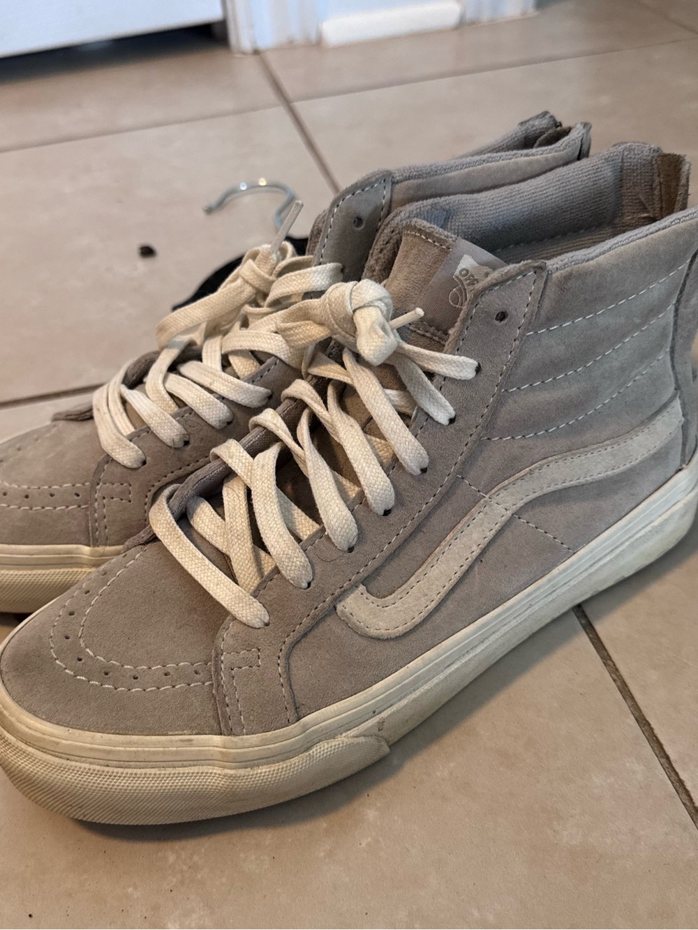Vans High-Top Suede Casual Sneakers - Light Gray